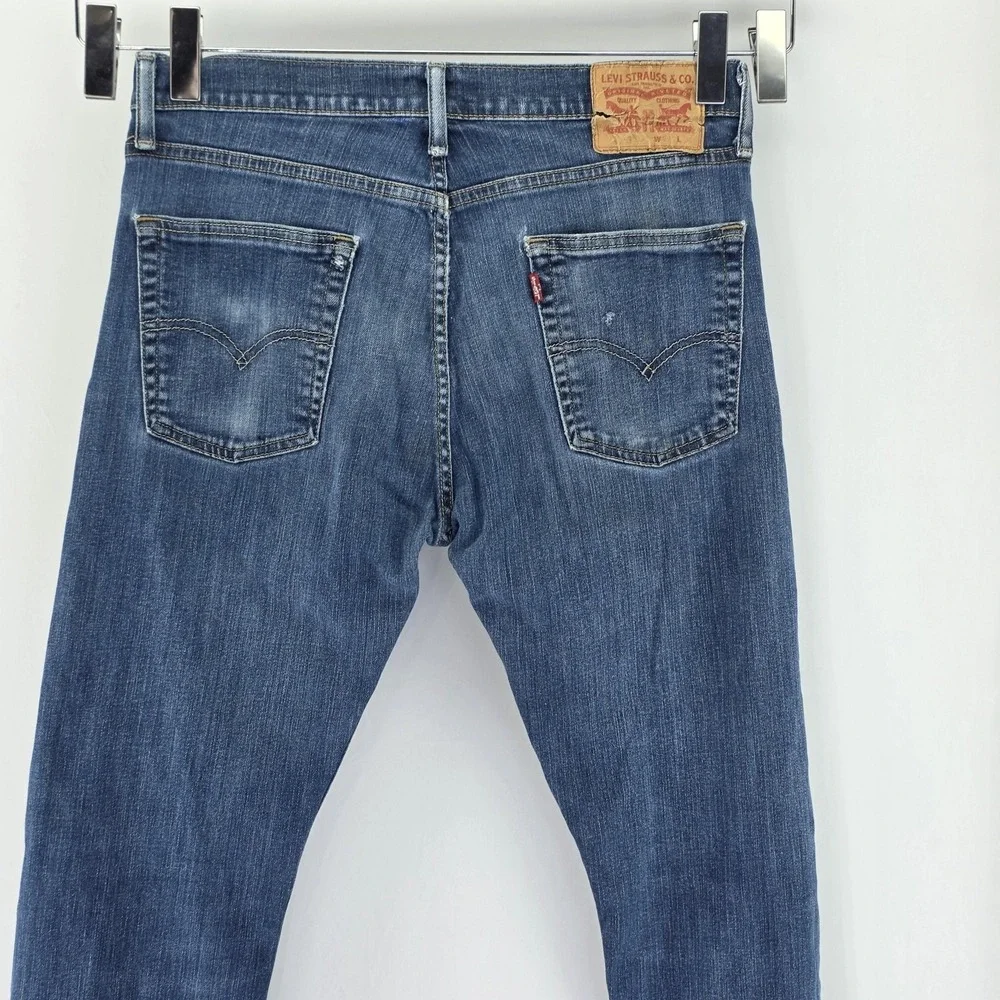 Levis Jeans Mens 32x32 Blue Medium Wash Slim Straight‎ Stretch Denim Casual Y2K